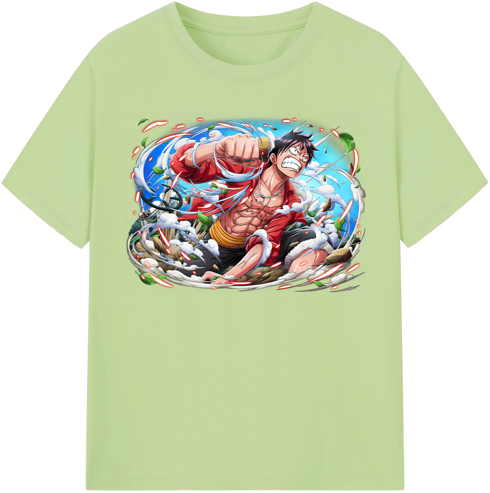 ワンピース モンキー・D・ルフィ ONE PIECE Monkey D. Luffy 綿100％半袖Tシャツ（フロントプリント）
